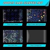 Tinlade 200 Pcs Laser Flashing Kpop Holographic Photo Card Sleeves Little Star Heart Glass Gemstone Transparent Trading Cards Sleeves 2.6 x 3.5 Inches