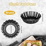 mekueeex 20 Packs Mini Tart Pans Removable Bottom 3 Inch Tart Pan Round Fluted Nonstick Quiche Pie Pan Loose Bottom for Tartlets Dessert Baking