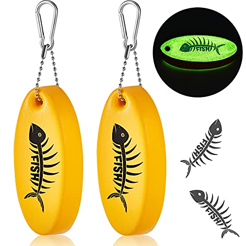 Yaomiao 2 Pcs Floating Keychain Oval Shaped Foam Floating Key Ring Glow in The Dark for Golf Boating Fishing Outdoor