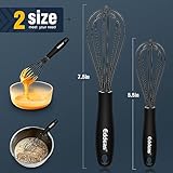 Eddeas Silicone Mini Whisk, Small whisks Non-Stick Tiny Whisks set of 2（5.5in & 7.5in）-Heat Resistant (450°F) Whisks, Balloon Egg Beater Perfect for Whisking, Beating, Mixing, Blending, Black