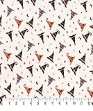 100% Cotton Fabric Sold by The Yard 1 Yard = 36 in. Length (Witch Hats Halloween)