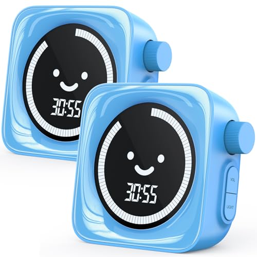 Visual Timer for Kids, 99 Minute Digital Cute Kids Visual Timer Classroom Timer for Homeschool Supplies Study Teaching Time Management Tool Countdown Count Up Timer, Blue 2Pack