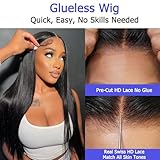 Tscom 30 Inch 5x5 HD Lace Closure Wigs Human Hair 220 Density Wear and Go Glueless Wigs Human Hair Pre Plucked Pre Cut with Baby Hair Bleached Knots 12A Ready to Wear Straight Wigs for Beginners