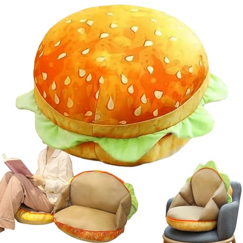 MUALML Hamburger Pillow, Cheeseburger Pillow Plush, Soft Burger Floor&Back Cushion Funny Food Pillow Gifts, Cheese Burger Throw Pillows for Sofa Couch(Hamburger)