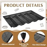 Maxcheck 2 Pcs Silicone Perforated Baking Forms Sandwich Mold French Baguette Bread Pan Mat 5 Loaf Non Stick Baking Liners for Home Baking