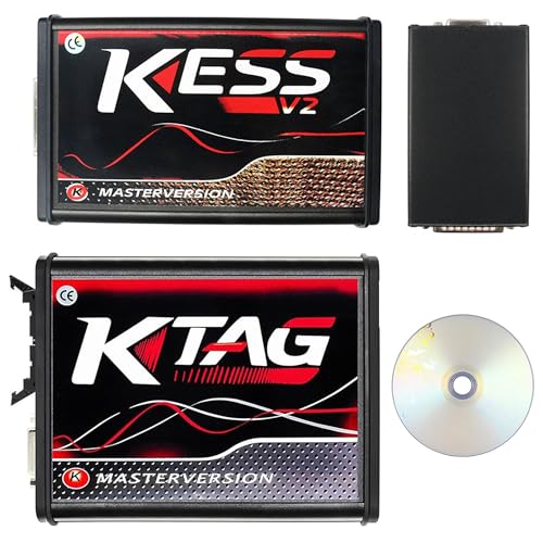 Kess V2 V5.017 Online Version No Tokens Limitation, KTAG V7.020 ECU Programming Chip Tuning Tool Red PCB Firmware Kess/Ktag OBD2 Master Tuning Kit (Kess + KTAG)