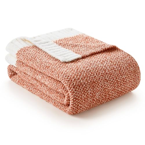 Snuggle Sac Orange Throw Blanket for Fall, Ultra Soft Warm Fall Blanket for Couch, Cozy Fuzzy Knit Microfiber Blankets and Throw Dupes for Sofa, Bed, Orange 50 x 60 inches