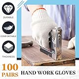 Sureio 100 Pairs Cotton Gloves Hand Cotton Liners Safety Knitted Polyester Gloves for BBQ Roping Men Women(White)