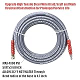 RIDGE WASHER Pressure Washer Hose 50 Feet X 3/8 Inch for Hot and Cold Water, with M22 14 mm to 3/8 Inch Quick Connect, 4000 PSI