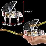 ELLDOO Crystal Music Box, Mechanical Clockwork Decorative Piano Musical Box,Transparent Piano Ornament Romantic Gift for Girl Women (Tune: for Elise)