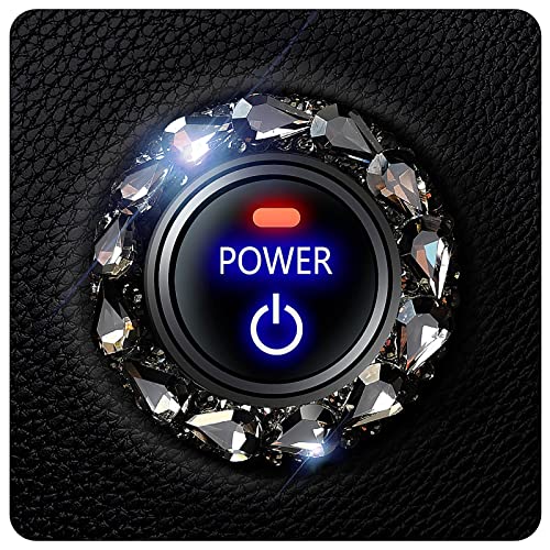 Murimt Bling Car Button Start Button Cover/Sticker for Wowen, Car Engine Start Stop Trim Ring, Shiny Crystal Rhinestone Key Ignition and Knob Ring (Gem Black)…