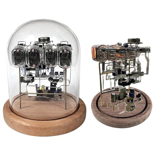 IN-12 Nixie Tube Clock, Digital Tube Clock Kit, Retro DIY Creative Clock with Glass and Wooden Base, USB Tube Clock for Gift Decoration, (Requires Assembled)
