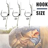 Carp Fishing Hair Rigs Boilie Stopper Kit, 18pcs Curved Barbed Carp Hooks Rig with 3 Card Boilie Bait Stops and 4pcs Needle Tool Carp Fishing Equipment