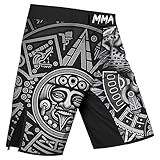 365CUSGIFTS - Men's Aztec Skull Warrior Shorts Print 3D Never Fade Compression Shorts, All in Motion Shorts, BJJ Shorts (S)