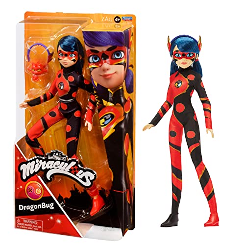 BANDAI Miraculous Ladybug and Cat Noir Toys Dragon Bug Fashion Doll | 26cm Dragon Bug Doll with Accessories Kwami | Marinette Superhero Dragon Bug Figurine Dolls