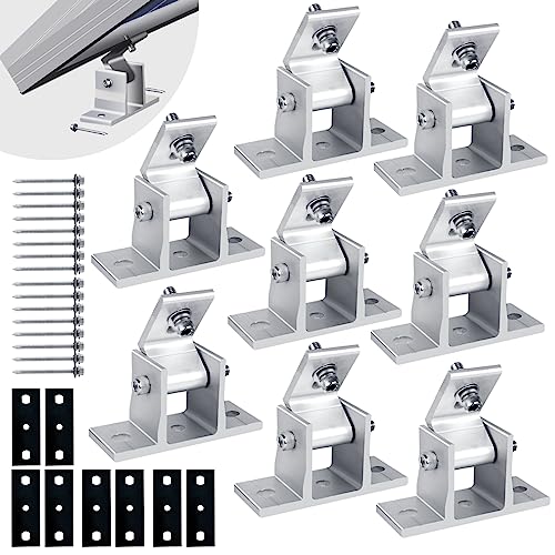 Solar Panel Mounting Brackets, 8PCS Adjustable RV Solar Panel Mount, Tilt Angle 10°-60° Solar Panel Roof Mounting Kit for Solar Panel 400 W, 500 W