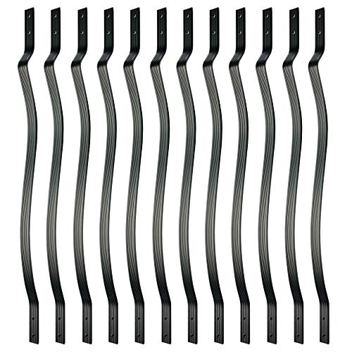 32-1/4 Inches Myard Grooved Aluminum Deck Balusters with Screws for Facemount Railing Fencing, European Baroque Silhouette Wrought Style (50-Pack, Matte Black)