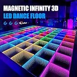 Bonvenon Dance Floor Stage Lights Tempered (8 * 8ft) Glass with Flight Case Infinity Mirror Panel 3D Effect LED Dance Floor for Wedding Party (3D) (Magnetic)