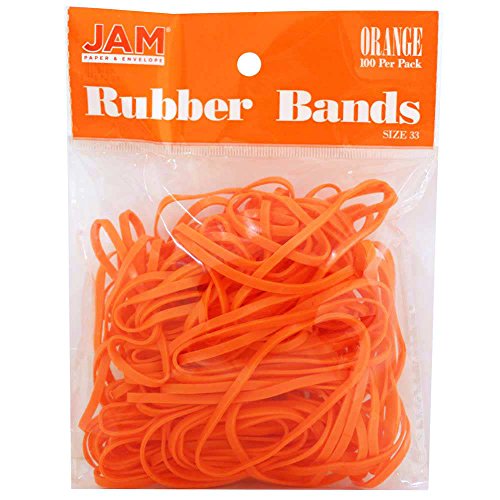 JAM PAPER Colorful Rubber Bands - Size 33 - Orange Rubberbands - 100/Pack