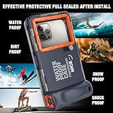 Underwater Snorkeling Diving Phone Case for iPhone 16/15/14/13/12/11 Pro Max/XS/X Samsung Galaxy S24/S23/S22/S21，[50ft/15m] Professional Scuba Dive Waterproof Case Underwater Photo Video Cover Orange