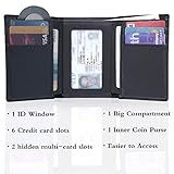 DONWORD Trifold Wallet for Men Slim Leather Card Holder RFID Blocking Front Pocket Card Case Minimalist Wallet (Black)