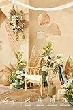 Ling's Moment 41" Tall Free Standing Artificial Flowers Arrangements 2 pcs Wedding Arch Altar Stage Decorations Emerald & Tawny Beige Ceremony Reception Rose Fake Floral Party Centerpieces Decor