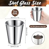 2 oz Stainless Steel Shot Glasses Metal Cups Small Unbreakable Shot Glass for Espresso Whiskey Bar Home Restaurant Camping Barware Gift (Silver,100 Pcs)