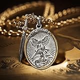 Archangel St. Michael Catholic Patron Steel Viking Pendant Necklace Jewelry Divine Sword Senhield Protection Gift for Men and Women-1PC-Anvirtue