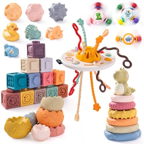 SeventhDuck Montessori Sensory Baby Toys, 26pc Stacking Toy Set for 36+ Months, Soft Building Blocks, BPA-Free, Baby Early Development & Activity Toys