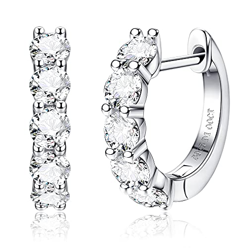 Moissanite Hoop Earrings,2.0ct D Color Brilliant Round Cut Earrings Sterling Silver Huggie Earring for Women Men 1