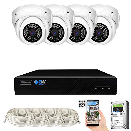 GW Security 8 Channel 4K NVR 5MP H.265 IP Surveillance Security Camera System with 4-Piece Super HD 1920P Weatherproof Video & Audio Microphone PoE Security Dome Cameras