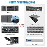 Teclado Plegable Español Ñ,Teclado Bluetooth para Tablet con Teclado Numérico Compatible con Todos Android,Windows,PC Dispositivo,Recargable Tri-Plegable de Diseño Español Portátil Teclado(Gray)