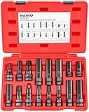 Neiko 02457A Lug-Nut Key Set, Wheel-Lock Removal Tool Kit for Aftermarket and Factory Wheel Tire Keys, SAE and Metric Lug Sockets, 16 Pieces