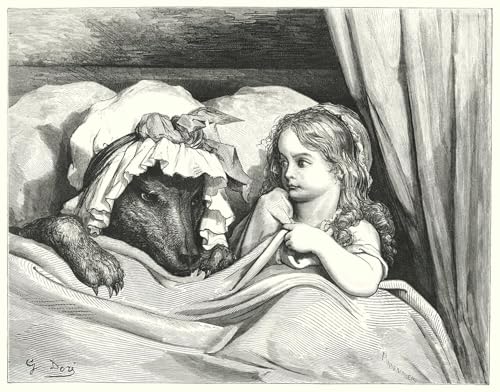EAGBJTPTM Famous Pictures Printed Canvas Pictures Le Petit Chaperon Rouge; Little Red Riding Hood by Gustave Dore Modern Print for Home Decor 60x90cm