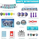 Mega Birthday Party Decorations,Video Game Party Supplies,172pcs Gaming Theme party, include Flatware Set,Plates,Table Cover, Cake Toppers, Balloons,Stickers and Bottle Labels