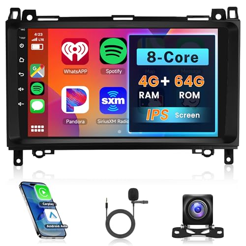 8Core 4G 64G Radio for Mercedes Benz W906 Sprinter W169 W245 W639 Vito Viano, Rimoody Car Stereo Carplay Android Auto 9'' Touchscreen GPS 4G WiFi BT/FM DSP-36 Mirror Link 59-UI Themes Backup Camera