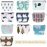 selizo Small Coin Purse, 10 Pcs Small Canvas Purse Zipper Change Purse Small Zipper Pouch