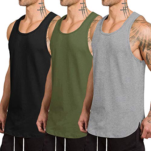 COOFANDY Men's 3 Pack Quick Dry Workout Tank Top Gym Muscle Tee Fitness Bodybuilding Sleeveless T Shirt