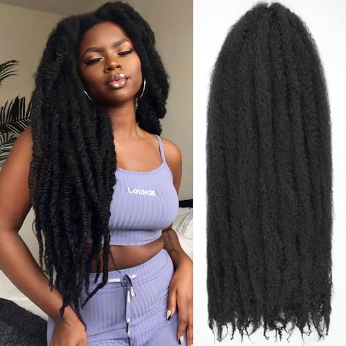 RuiYok 24 Inch Marley Twist Braiding Hair 8 Packs Marley Hair Crochet Braids Natural Springy Afro Kinky Twist Crochet Hair for Crochet Faux Locs Synthetic Braiding Hair Extensions for Women 1B#