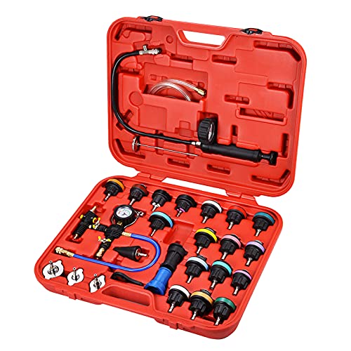 Handor 28PCS Universal Radiator Pressure Tester Kit Coolant Vacuum Refill Kit Coolant System Cooling Pressure Tester Vacuum Type Cooling System Tool Kit