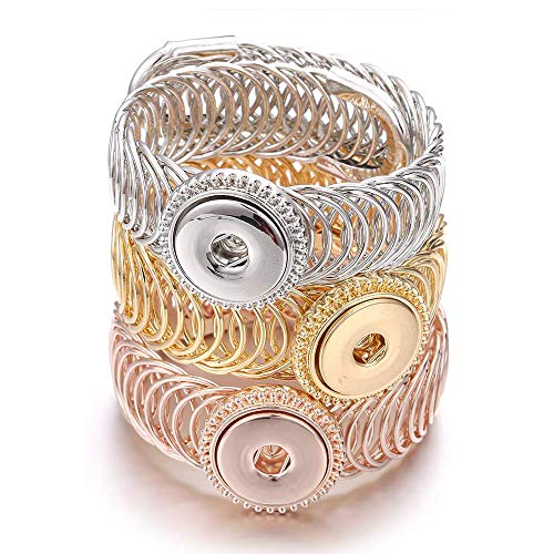 Lovglisten New 3pcs Snap Jewelry Bangle Hollow Fashion 18-20mm Adjustable Snap Jewelry Bracelets Charms (2)