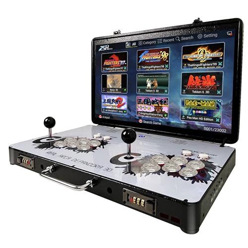 WYGAMING Portable 20000 in 1 Metal Box 3D Arcade Game Console, 22 inch Screen Retro Electronic Game Console, with Search/Hide/Save/Load/Pause Functions