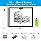 TOHETO A3 Light Pad, Rechargeable Light Board for Diamond Painting, Tracing Light Box with Stand and Clip, Light Table Lightbox for Tracing, Drawing