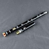 Bamboo Clarinet Vertical Flute with Clear Line Chinese Handmade Musical Instrument (Black-C Key)