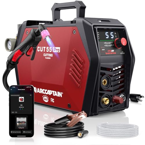 ARCCAPTAIN iControl Cut55 Pro Plasma Cutter, [APP Control] 55 Amp Non-Touch Pilot Arc 120V/240V Plasma Cutter Machine, Large LED Display and 2T/4T, 3/4 inch Maximum Cut, DC Inverter IGBT