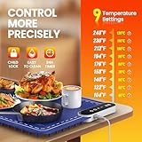 Warming Mat for Food, Upgrade 248℉ Food Warming Mat, Electric Warming Tray with Insulation Pad and 9-Level Temperature, Silicone Heating Mat for Buffets, Party, Gatherings, Everyday Use