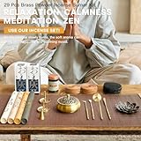 GAIORD 29 Pcs Brass Powder Incense Burner Kit, Incense Making Kit, Incense Powder with Incense Stick Holder(Stick/Cone/Coil Incense) Ash Catcher Tray As Gift for Yoga and Meditation