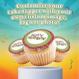 Custom Cupcake Topper: Create Your Special Event with Custom Edible Image Toppers - Upload Photos for Unique, Stylish Designs on Rectangular, Round Cakes and Cupcake - 1.5" Cupcake - 30 Pieces/Sheet