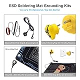 KooMall 36x24 Inch Anti Static Rubber Mat Kit for ESD Sensitive Electronic Device Repair, Soldering, PC Building, Assembly, Table Work, With Grounding Plug Cord, Antistatic Wrist Strap, Heat Resistant