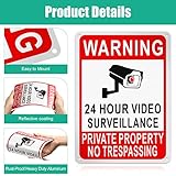 Kenning 8 Pack Private Property No Trespassing Sign 24 Hour Video Surveillance Reflective Aluminum Security Camera Plate Trespassers Will Be Shot Warning Signs for Home Safety, 7 x 10''